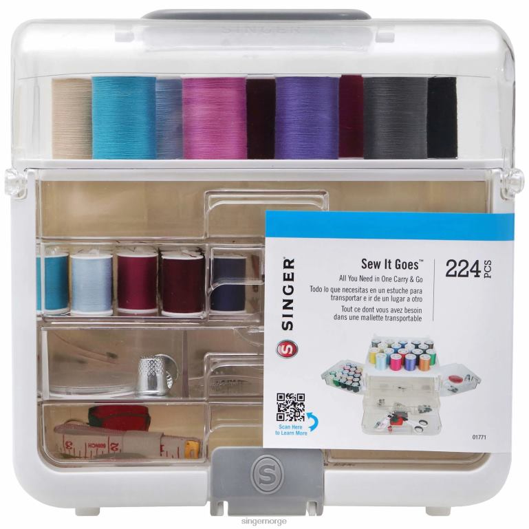 SINGER sew-it-goes 224 deler sy- og håndverksoppbevaringssett med klassiske farger tilbehør 2RH8Z95