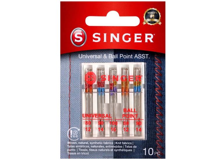 SINGER universal- og kulepinner i assorterte størrelser tilbehør 2RH8Z116